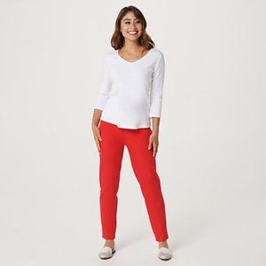 Isaac Mizrahi Live! Petite 24/7 Stretch Classic Ankle Pants | Hot Chili …